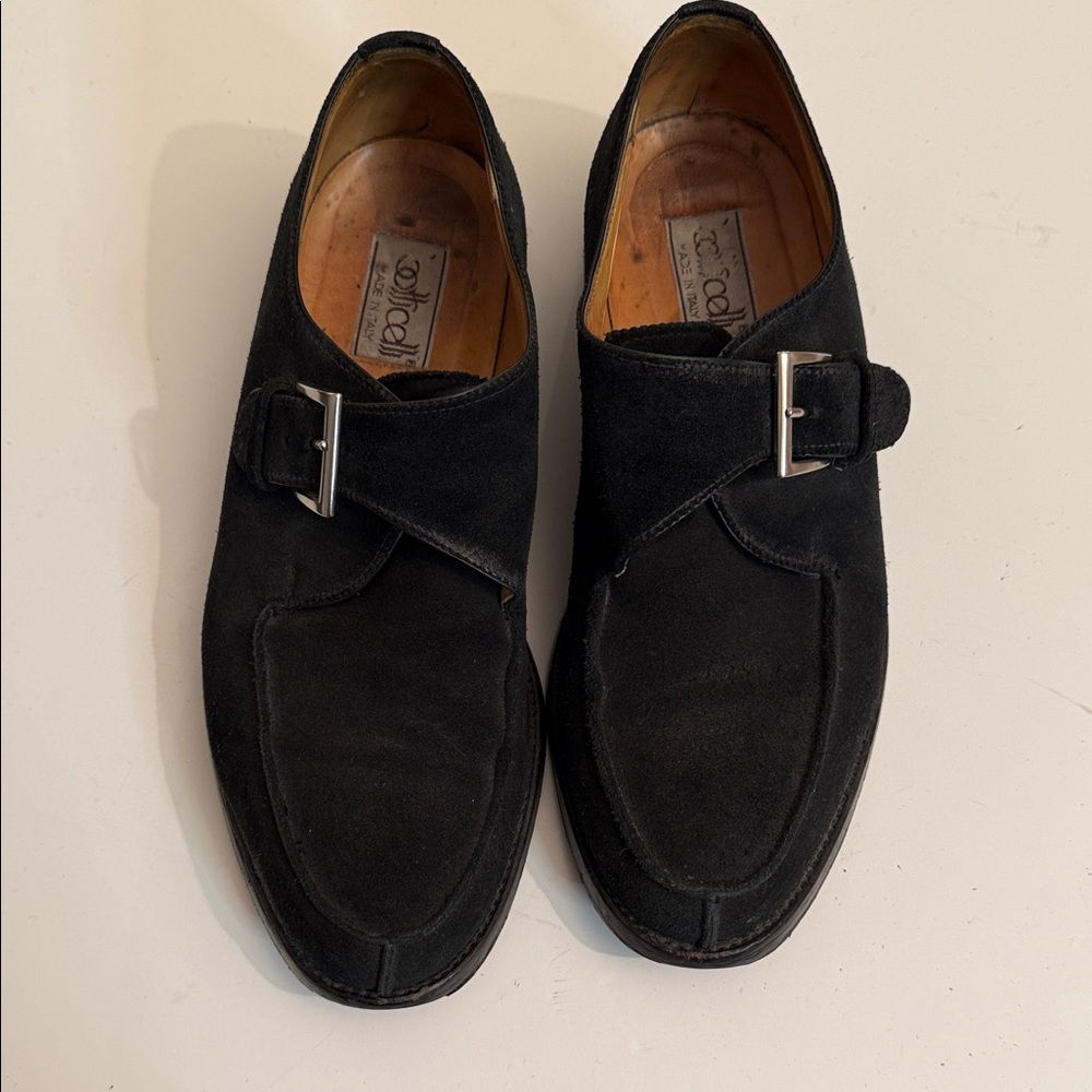 Botticelli Black Suede Men's Buckle Shoes Made in Italy